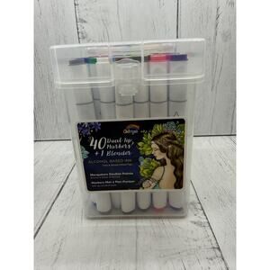 Colorya 40 Dual Tip Alcohol Based Ink Markers + 1 Blender Fine Broad Tip Case